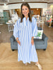 Caryn Lawn Cabana Dress in Blue Stripe