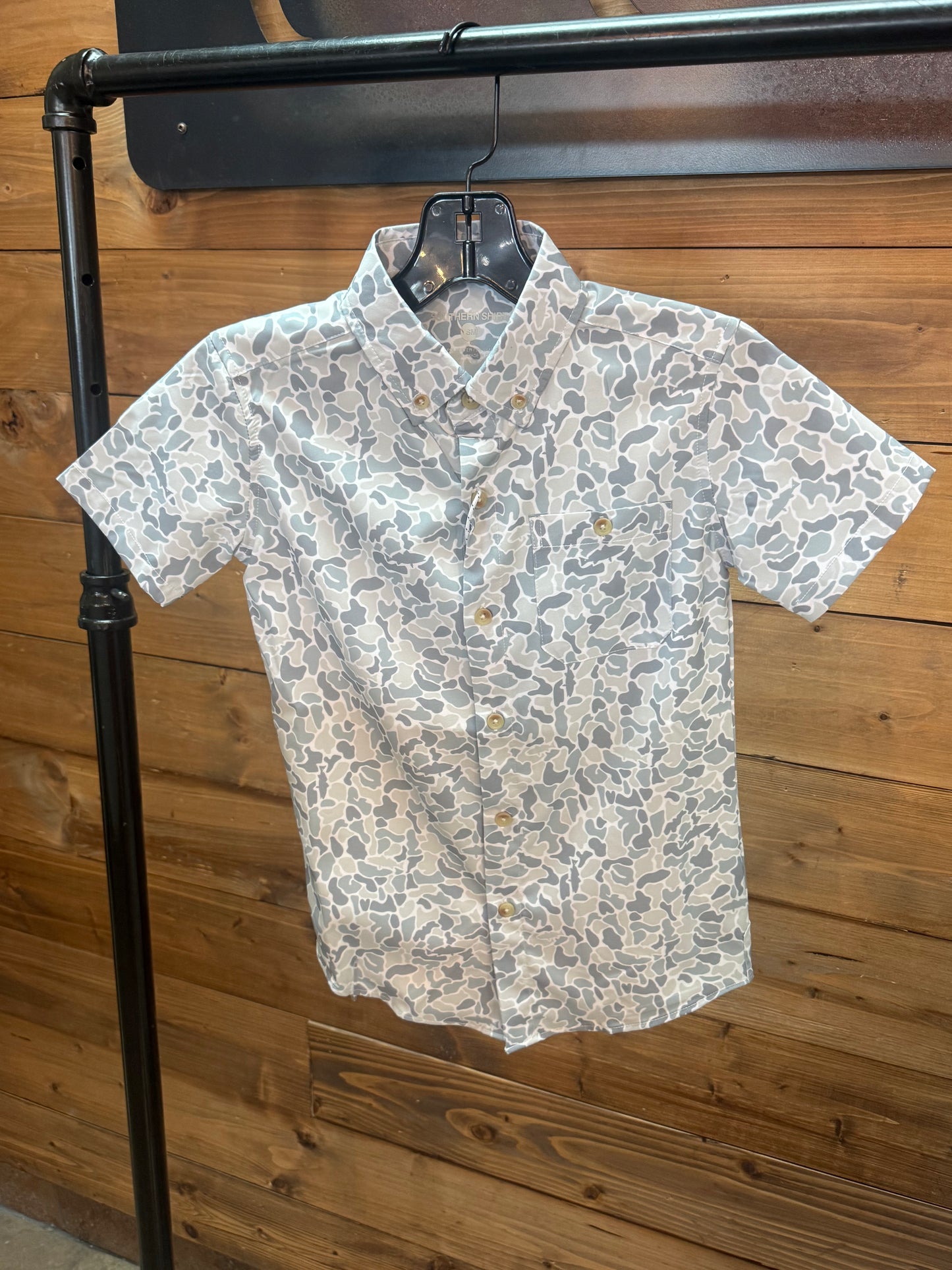 Southern Shirt Company | Boys Hooked on Camo Baja Short Sleeve Shirt