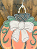 Tan Bow Pumpkin Door Hanger