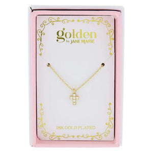 Kids 18K Gold Plated Pave Mini Crystal Cross Necklace