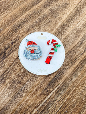 Santa Candy Cane Hair Clip Set