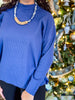 Always Stay Cozy Sweater Top in Cobalt Blue