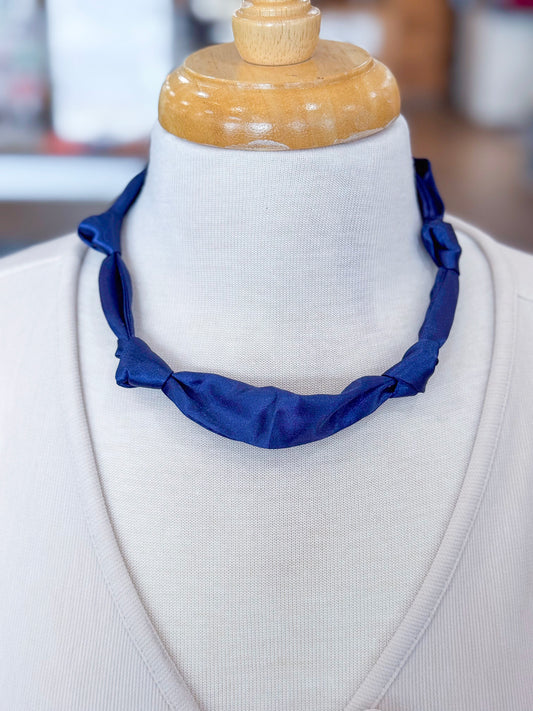 The Claire Scarf Necklace in Navy