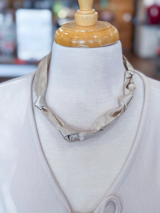 The Claire Scarf Necklace in Taupe