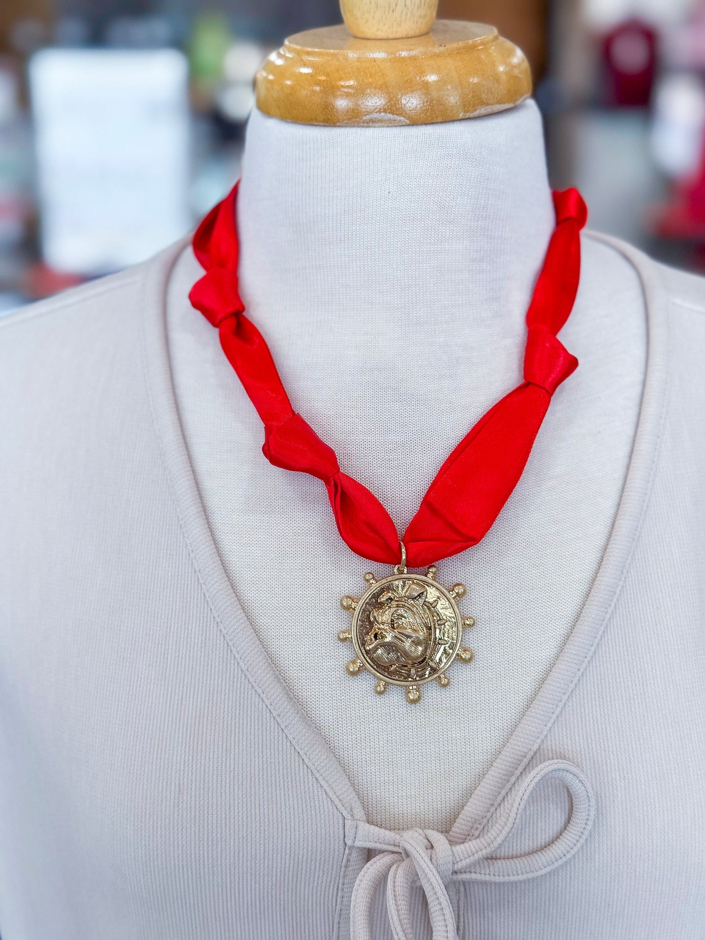 The Dooley Scarf Necklace in Red