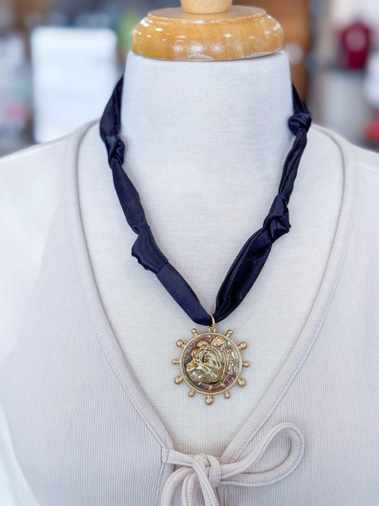 The Dooley Scarf Necklace in Black