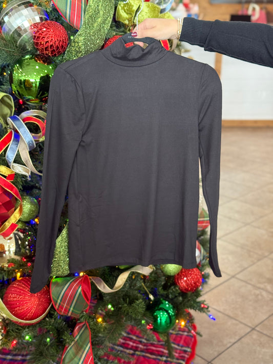 Essential Layering Mock Neck Top in Black