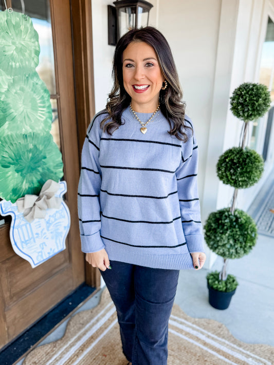 An Everyday Look Sweater in Dusty Blue