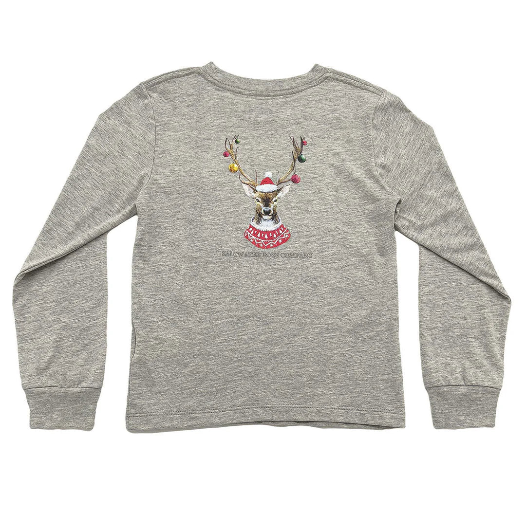 SBC Christmas Ornament Deer Boys Graphic Tee LS Grey