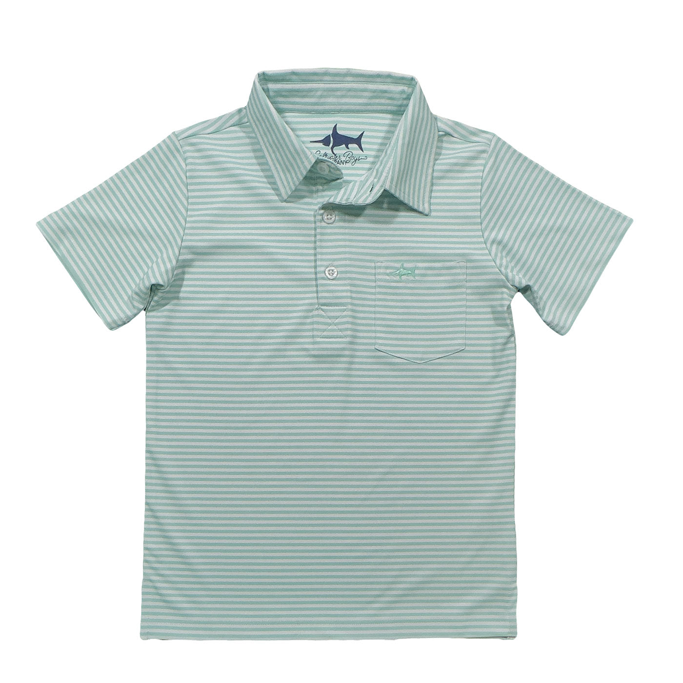 Saltwater Boys Inshore SS Performance Polo in Ocean Wave Stripe