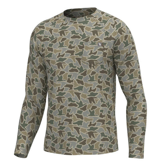 Local Boy | LS Heather Blend Crew in Sand Duck Camo