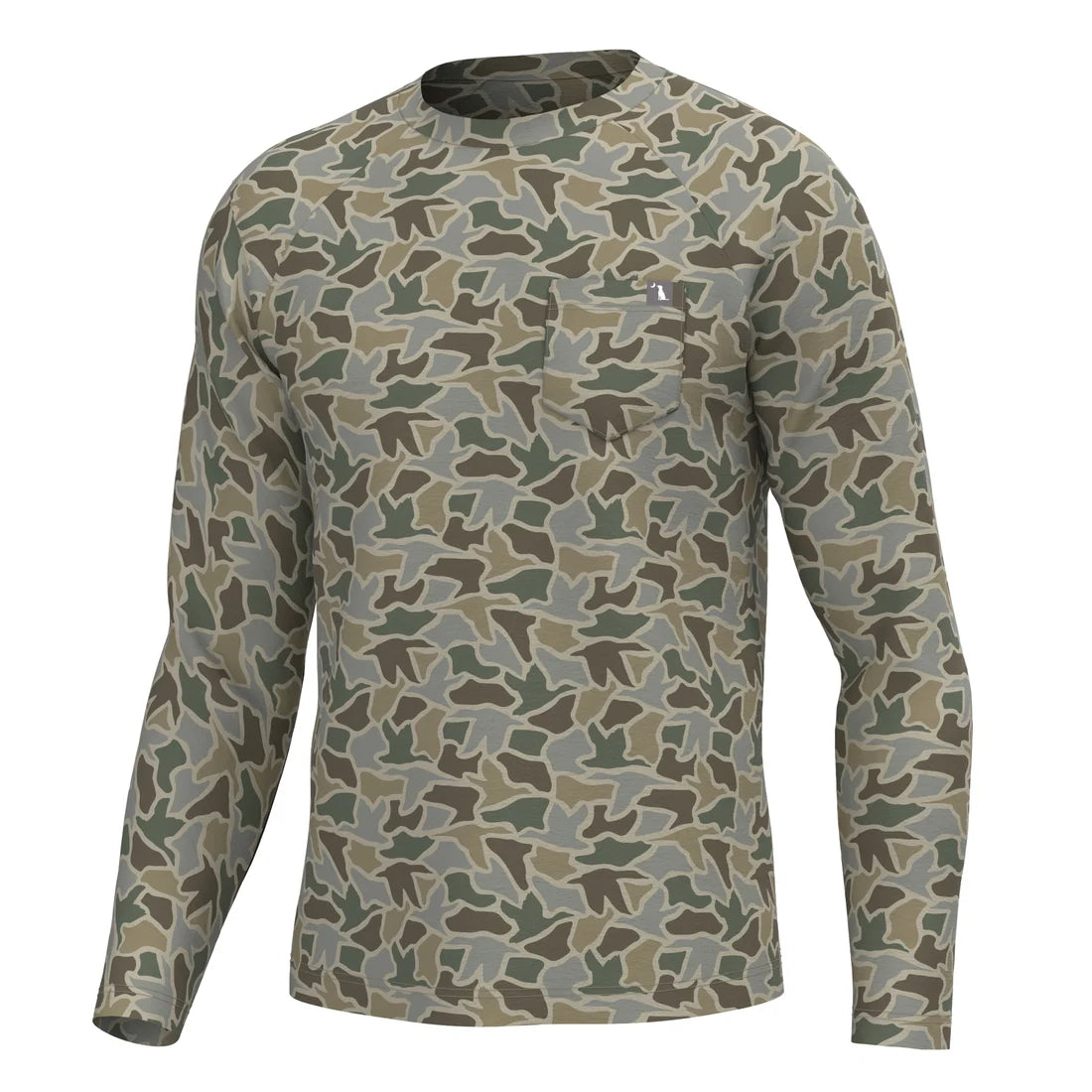 Local Boy | LS Heather Blend Crew in Sand Duck Camo