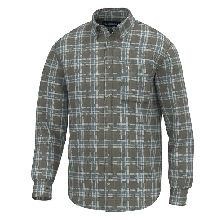 Local Boy | Powers Stretch Flannel in Moss Gray/ Smoky Teal/ Silver