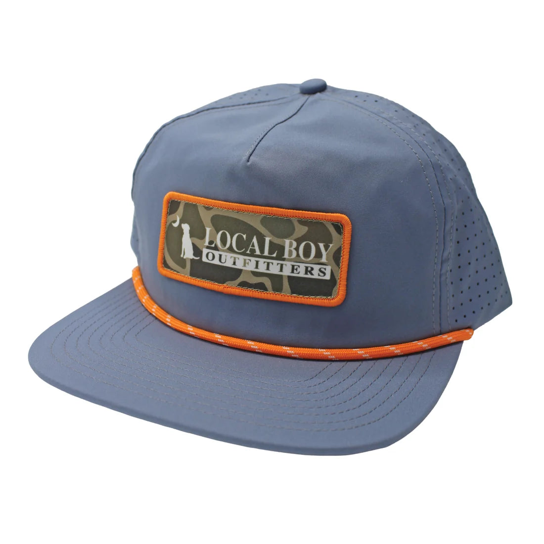 Local Boy | Brush Logo Patch Perforated Low-Profile Rope Hat in Light Slate