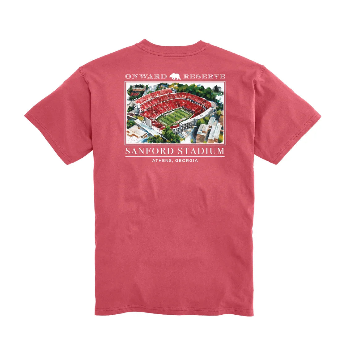 Onward Reserve | UGA Sanford Stadium Tee in Washed Red