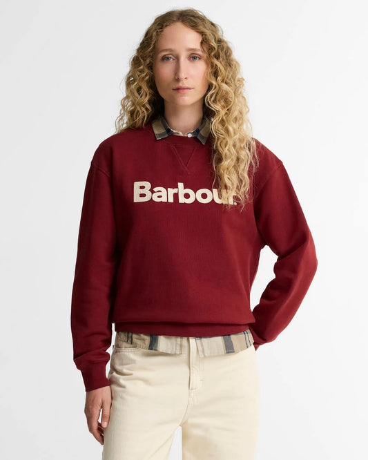 Barbour | Hartland Logo Sweatshirt in Cranberry Red