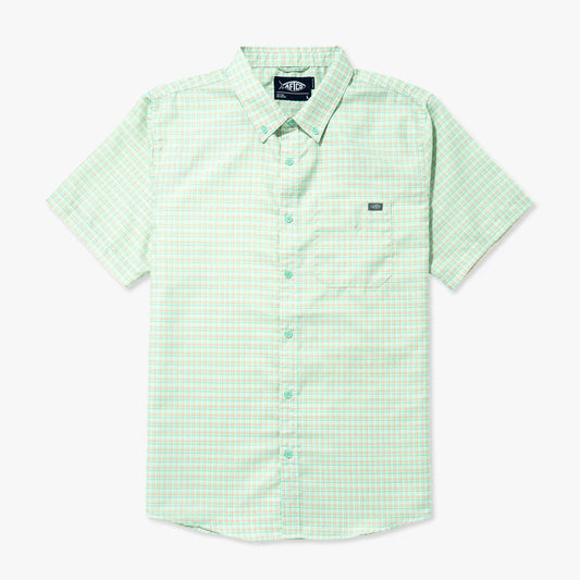 AFTCO | Dorsal Short Sleeve Button Down in Aqua Glass