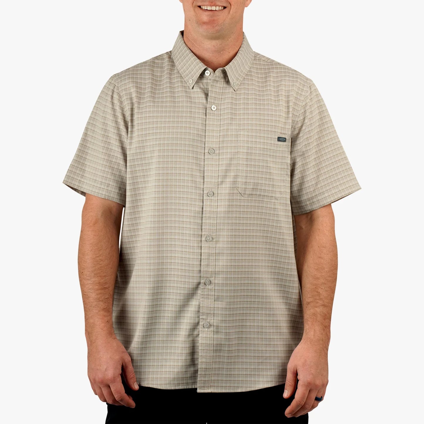 AFTCO | Dorsal Short Sleeve Button Down in Khaki