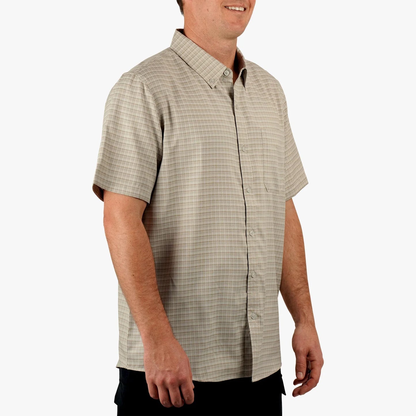 AFTCO | Dorsal Short Sleeve Button Down in Khaki
