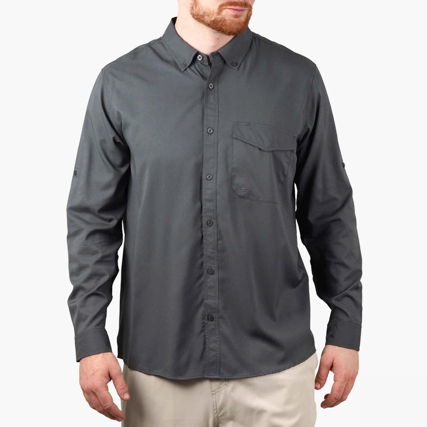 AFTCO | Palomar LS Vented Fishing Shirt in Charcoal