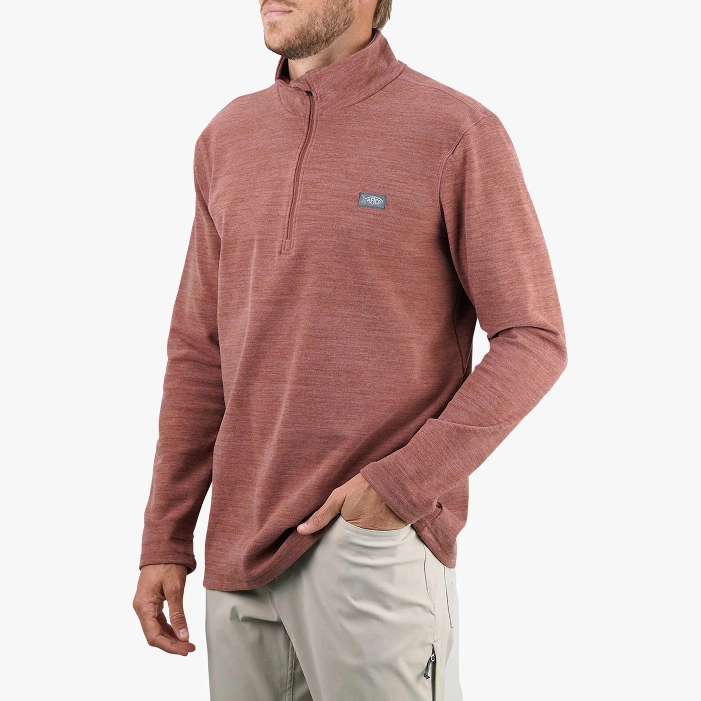 AFTCO | Coastal Layer 1/4 Zip in Redwater Heather