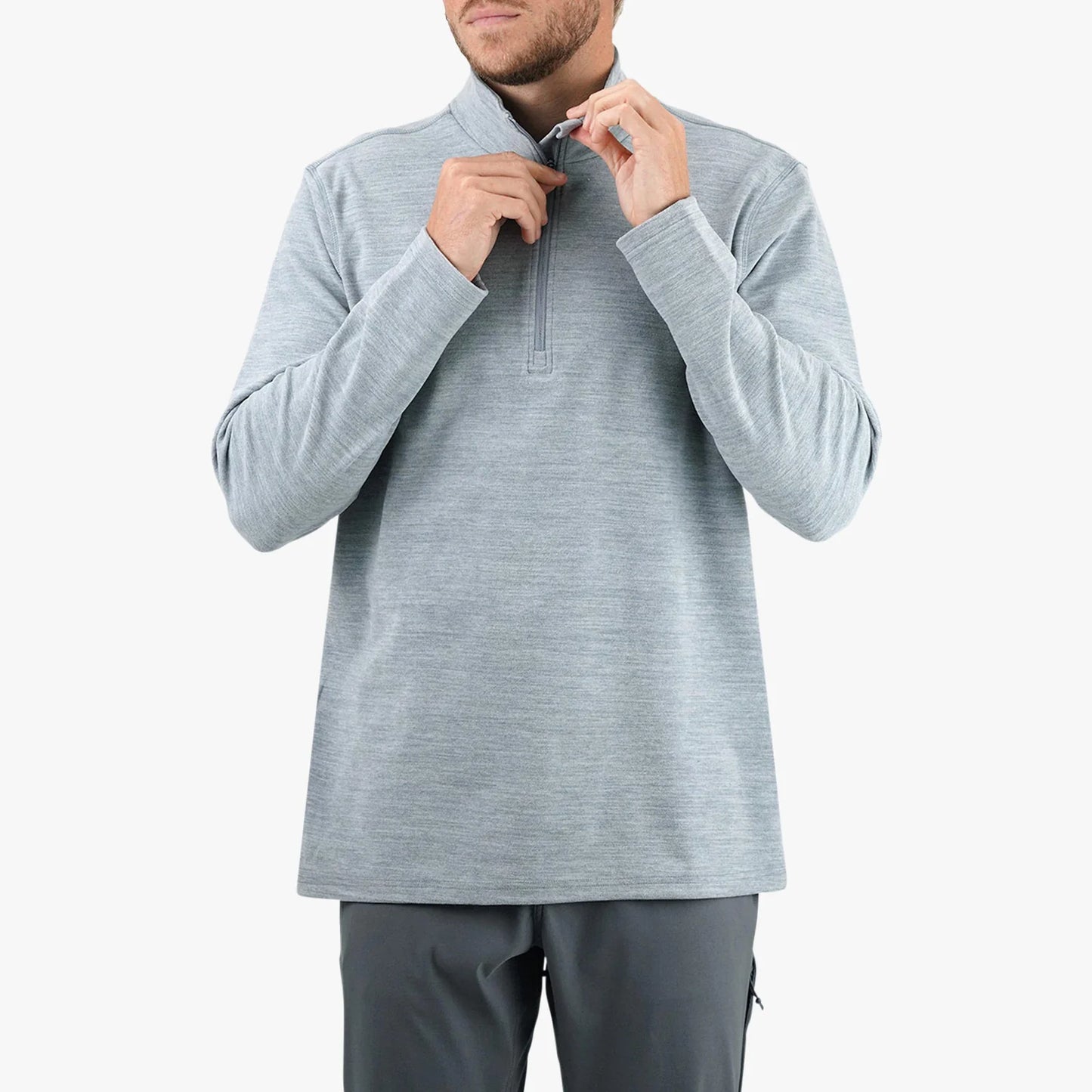 AFTCO | Coastal Layer 1/4 Zip in Steel Heather