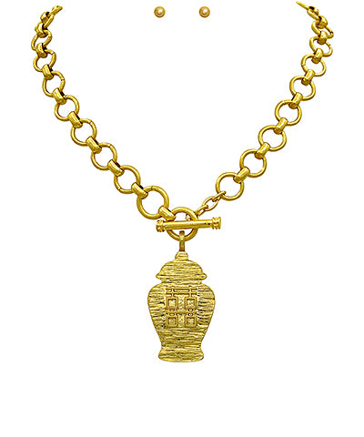 Gold Ginger Jar Necklace