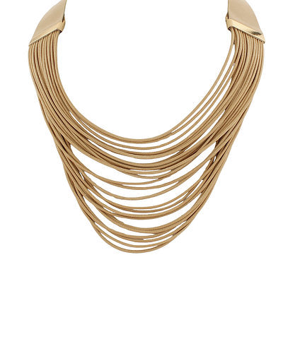 Layered Cord Necklace in Beige