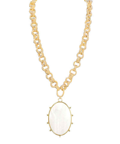 Oval Stone Necklace in White