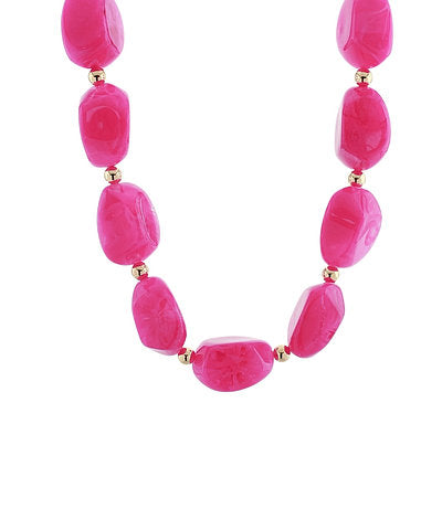Winnie Beaded Necklace in Fuchsia
