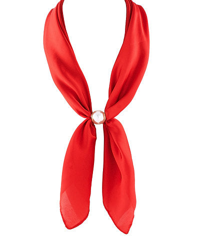Nora Pearl Scarf Necklace in Red