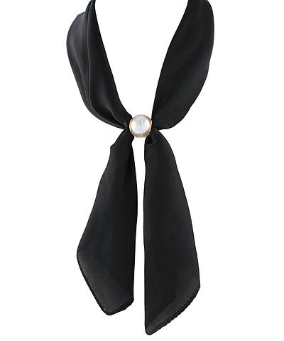 Nora Pearl Scarf Necklace in Black