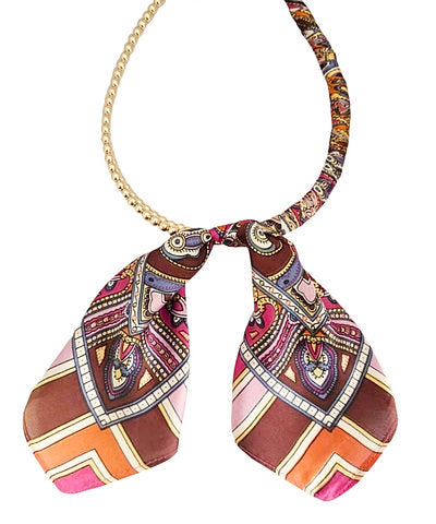 Parker Scarf Necklace in Hot Pink Multi