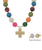 Leah Cross Necklace in Multi