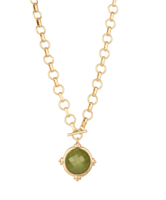 The Brooke Stone Necklace in Olive