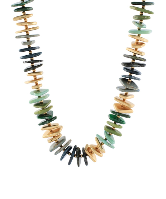 The Chunky Disc Beaded Necklace in Multi/Gold