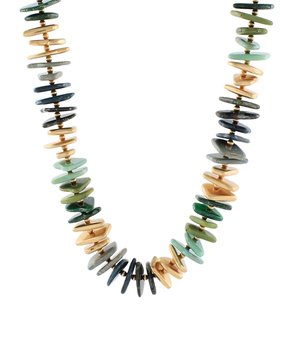 The Chunky Disc Beaded Necklace in Multi/Gold