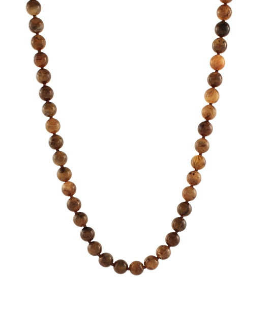 The Madison Agate Ball Beaded Necklace in Brown