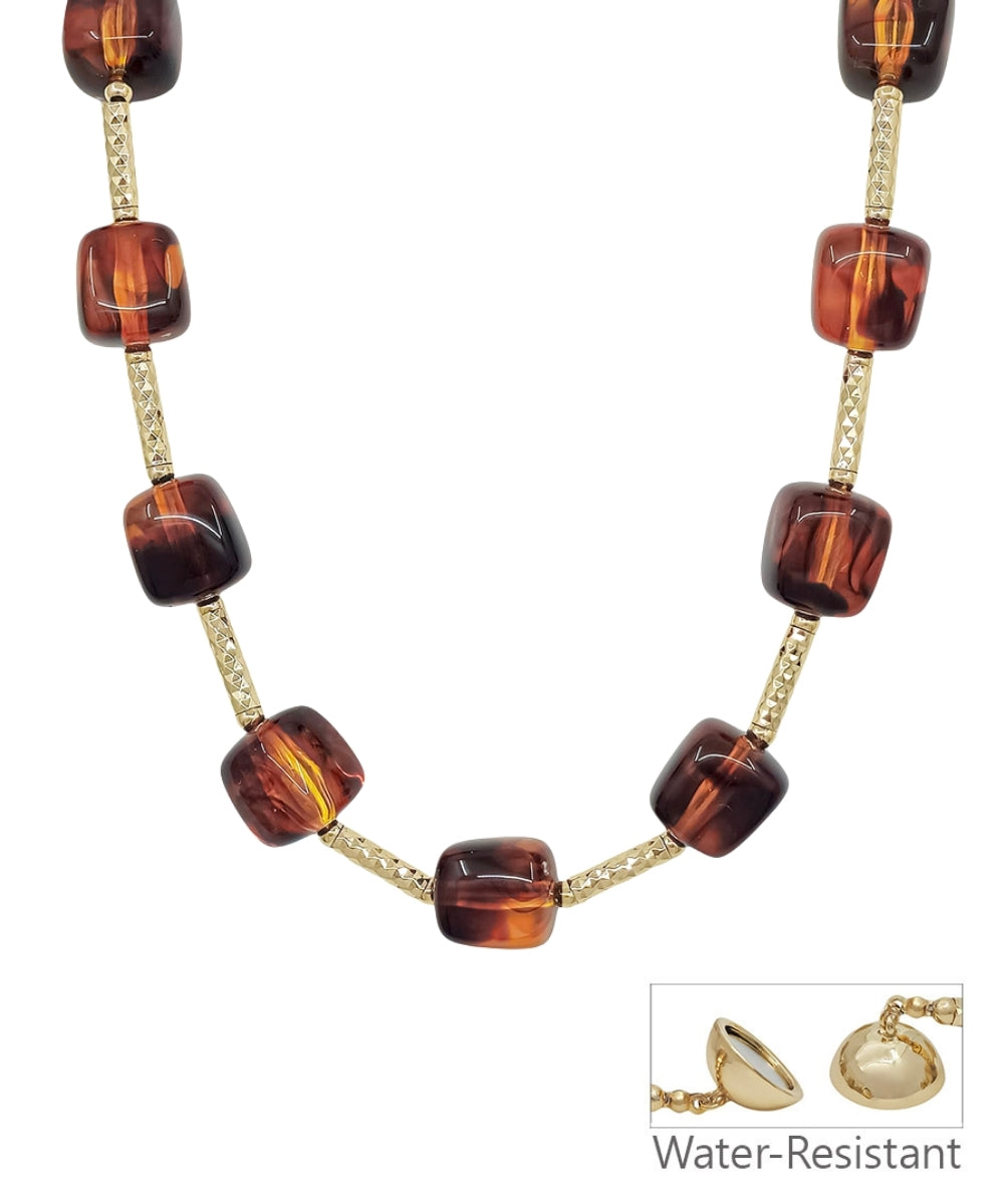 Tortoise Cube Beaded Necklace