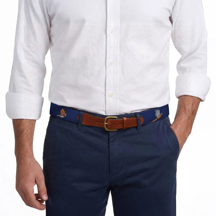Smathers & Branson | Game Birds Belt in Classic Navy
