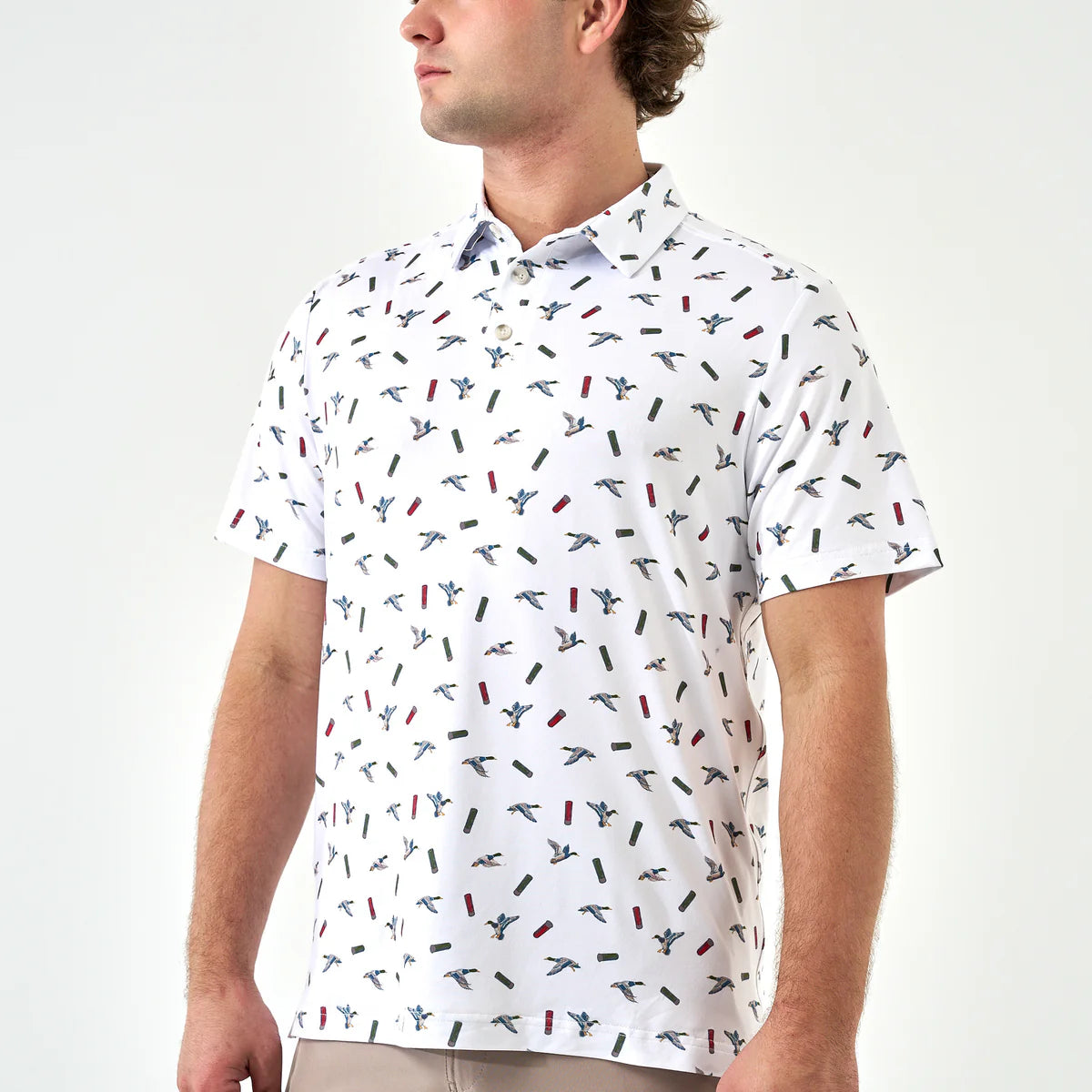 Burlebo Performance Polo - Ducks And Shells in White