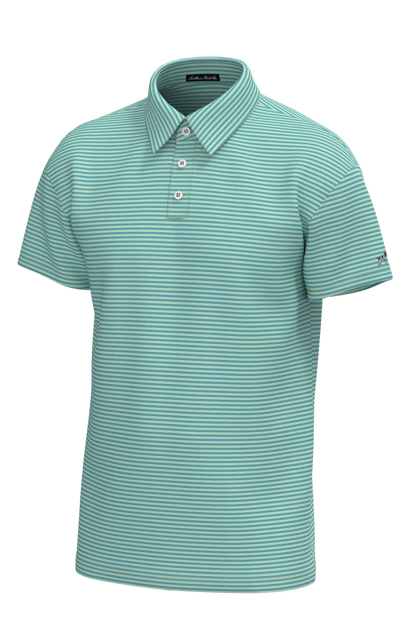 Southern Point | Morgan Stripe Performance Polo in Costal Water and Spring Green
