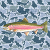Prodoh | Boys' Pro Performance Hoodie in Coastal Blues Camo with Rainbow Trout Art