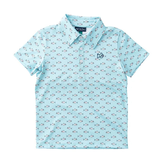 Prodoh | Boys' Short Sleeve Pro Performance Polo in African Pompano Fish Print