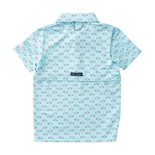 Prodoh | Boys' Short Sleeve Pro Performance Polo in African Pompano Fish Print