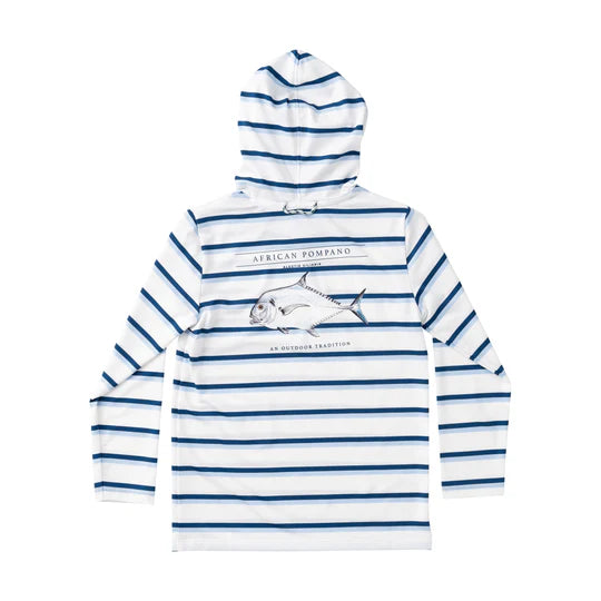 Prodoh | Boy's Pro Performance Hoodie T-shirt in African Pompano Stripe Art