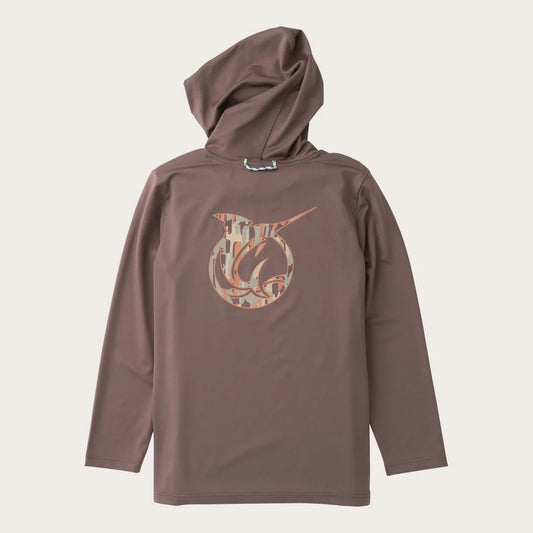 Prodoh | Boys' Pro Performance Hoodie in Coffee Quartz Brown with Camo Logo