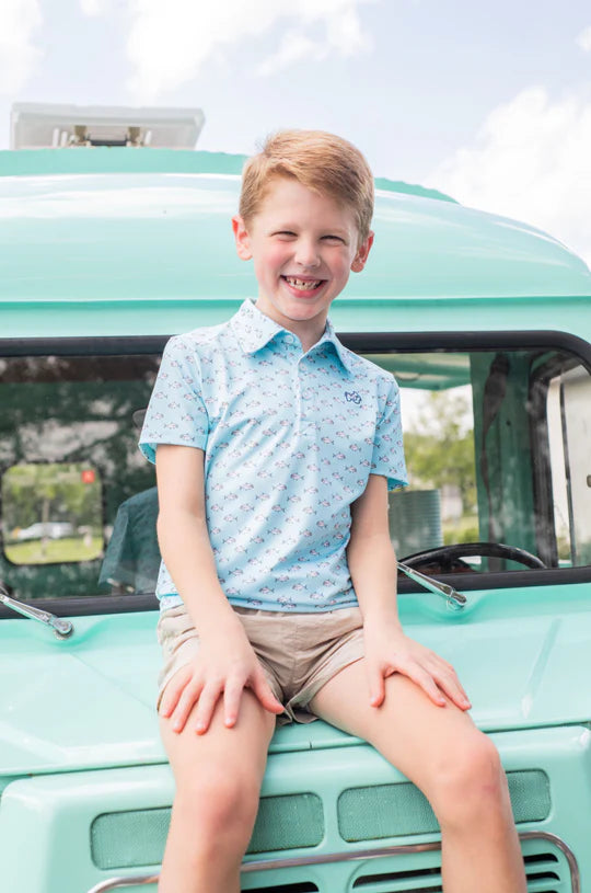 Prodoh | Boys' Short Sleeve Pro Performance Polo in African Pompano Fish Print