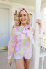 Brianna Cannon | Pastel Geometric Button Down Blouse with Bow