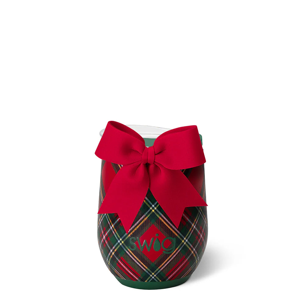 CHRISTMAS PLAID Stemless Wine 12oz
